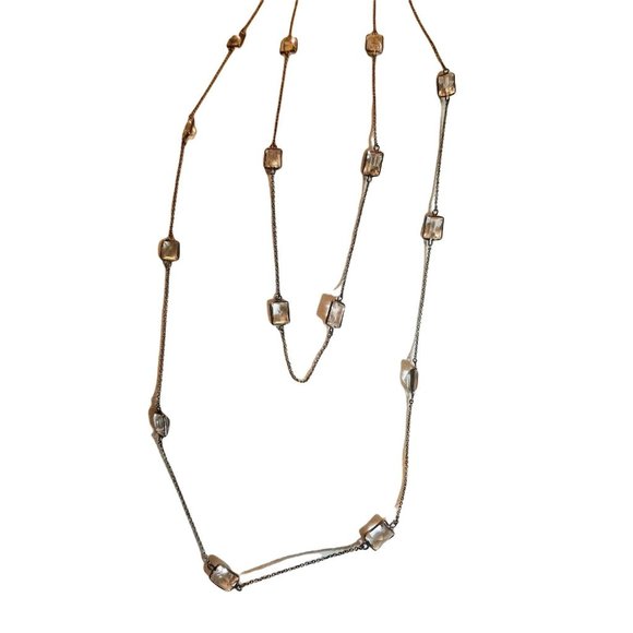 Antique Sterling Silver Necklace with Custom Cut Crystals Statement Piece JS8 - Picture 2 of 3